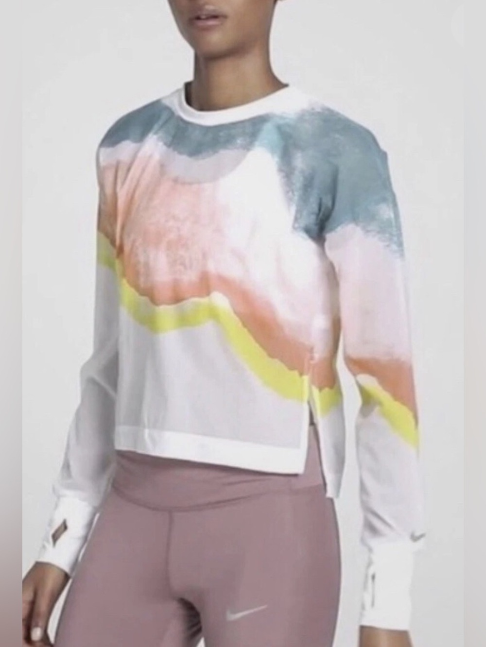 Nike repel Lou printed packable running LS long sleeve shirt for women Sz Small
